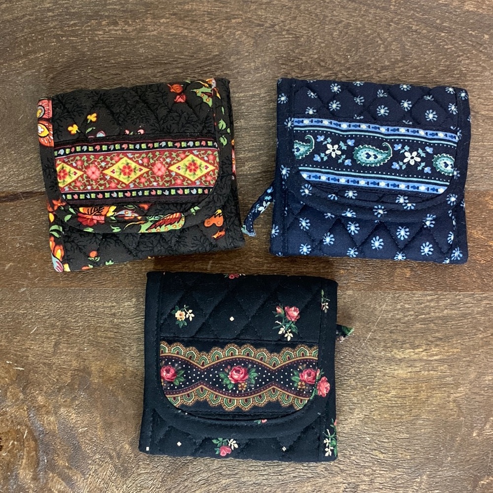 Vintage Vera Bradley Retired Prints Quilted Floral Paisley Print Wallet Bundle